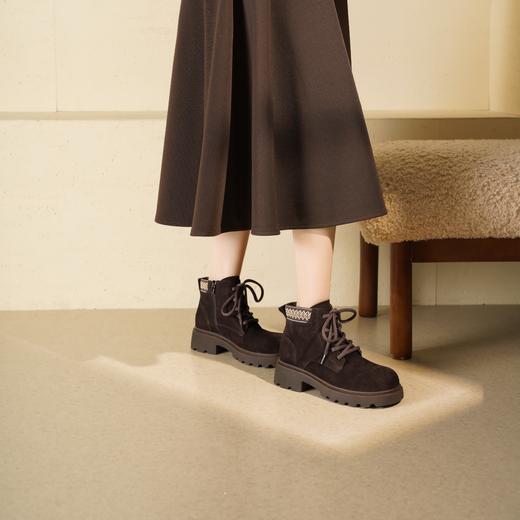 【绒里可选】西村名物2025年冬季新款英伦风厚底防滑系带马丁靴T25DS49801 商品图3