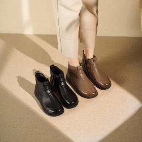 【绒里可选】西村名物2025年冬季新款厚底小坡跟舒软切尔西靴T25DS49231