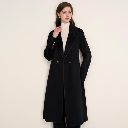 EITIE爱特爱气质时尚翻驳领腰带收腰长款羊毛呢大衣秋冬新D2514905 商品图4