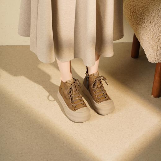 西村名物2025年冬季新款复古休闲短靴系带高帮马丁靴T25DS49611 商品图3