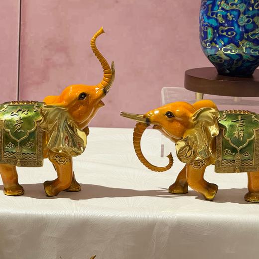 京铜太平双象黄铜摆件祥瑞鸿驹大漆骏跃功成黄铜摆件 商品图0