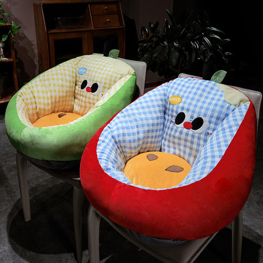 自然醒大眼苹果格子半包围蒲团坐垫QYL 商品图12