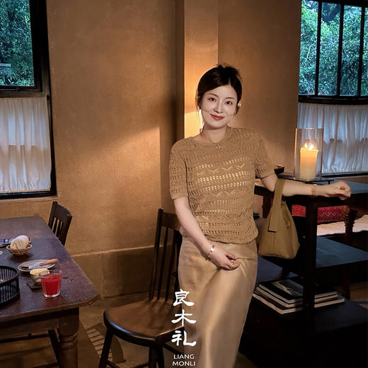 【不退不换】良木礼亚麻开叉半裙（X8165） 商品图0