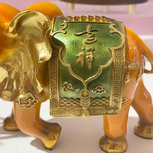 京铜太平双象黄铜摆件祥瑞鸿驹大漆骏跃功成黄铜摆件 商品图5