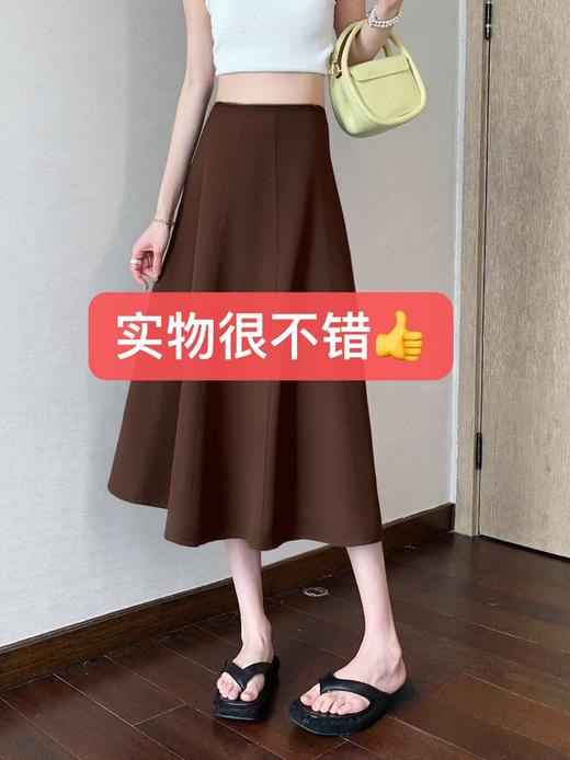 【秋新品】（品质款）5356咖色100%棉牛仔半裙半裙-喜出 商品图0