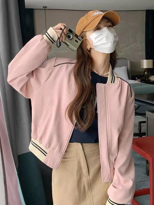 【秋新品】剪标款-粉色棒球休闲外套-喜出 商品图3