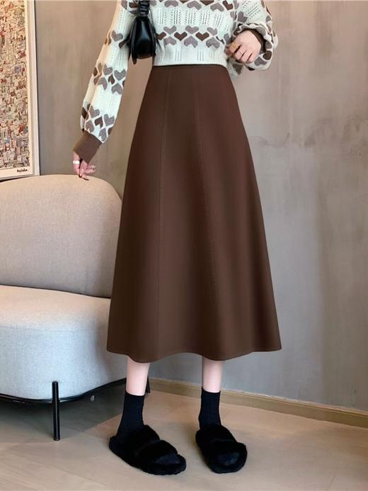 【秋新品】（品质款）5356咖色100%棉牛仔半裙半裙-喜出 商品图1