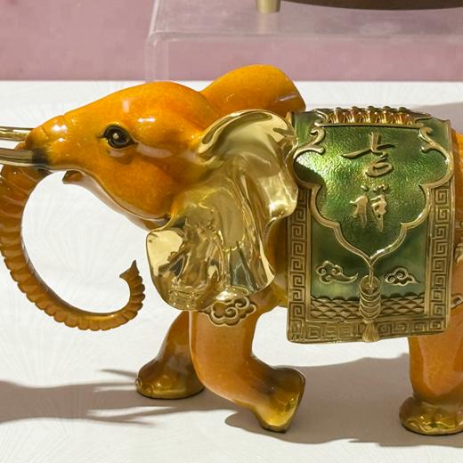 京铜太平双象黄铜摆件祥瑞鸿驹大漆骏跃功成黄铜摆件 商品图7