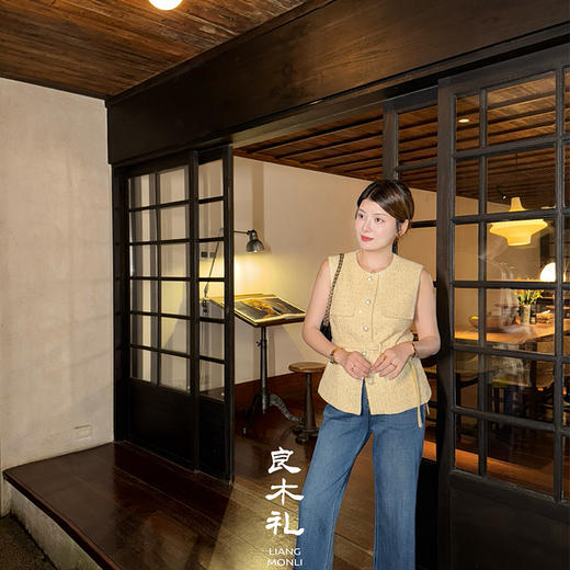 【预售7天】良木礼无袖小香马甲（腰带）(Q8151) 商品图1