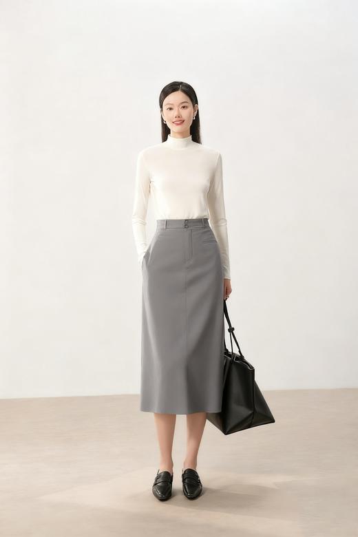 臣禾	【品味打底】半高领丝光羊毛打底衫	JZ253051375 商品图6