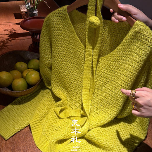 【预售7天】良木礼山羊绒V领套衫（飘带）（Q2584526） 商品图3