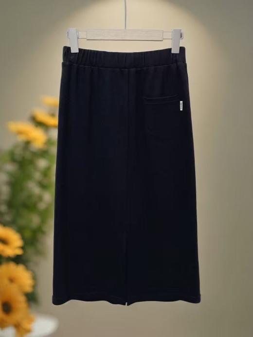 【秋新品】黑色简约斜纹后开叉卫裙半裙-喜出 商品图2