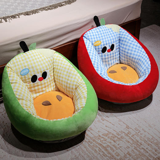 自然醒大眼苹果格子半包围蒲团坐垫QYL 商品图11