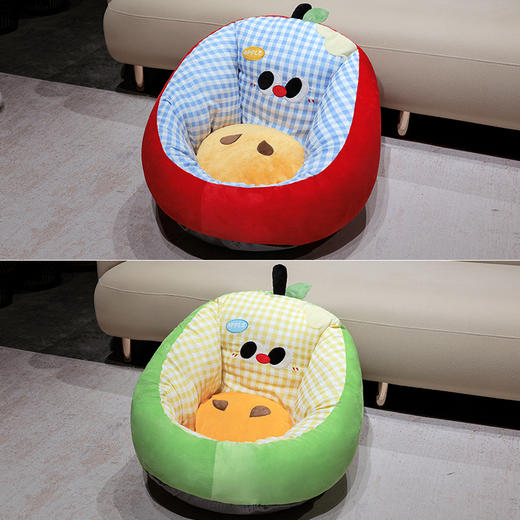 自然醒大眼苹果格子半包围蒲团坐垫QYL 商品图4