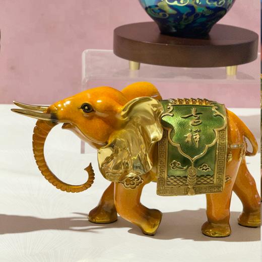 京铜太平双象黄铜摆件祥瑞鸿驹大漆骏跃功成黄铜摆件 商品图3