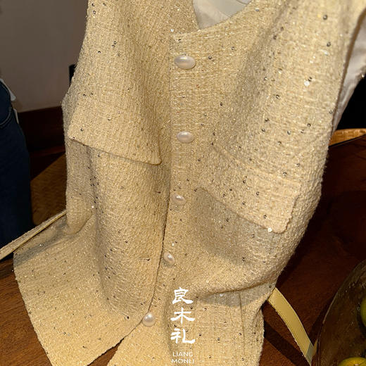 【预售7天】良木礼无袖小香马甲（腰带）(Q8151) 商品图3