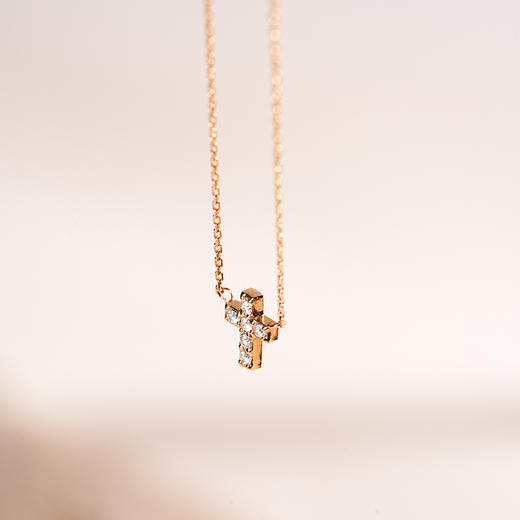 订购6周到｜Vanrycke-Teresa-玫瑰金 镶钻十字架 项链［法国设计师］ 商品图6