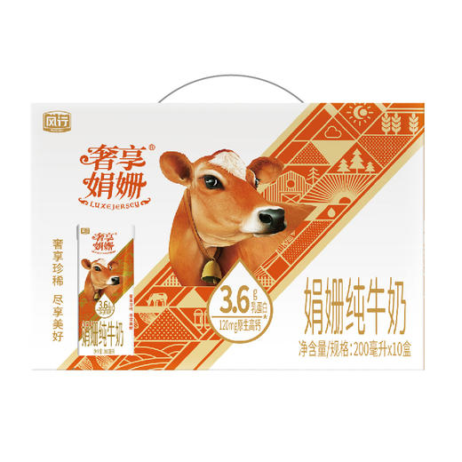 风行苗条砖奢享娟姗3.6G纯牛奶200mL×10盒 商品图0