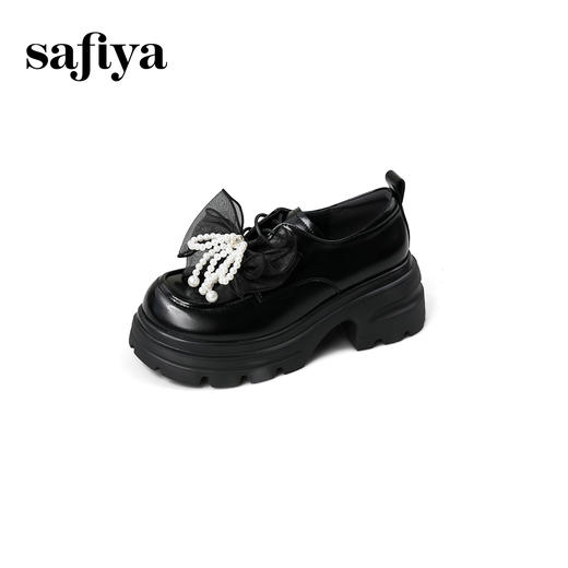 Safiya/索菲娅2025学院蝴蝶结粗跟厚底轻便增高百搭英伦小皮鞋SFD3112172 商品图1