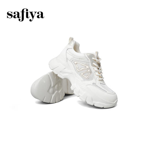 Safiya/索菲娅2025时尚百搭显脚小厚底增高网面透气休闲老爹鞋SFD3112421 商品图7