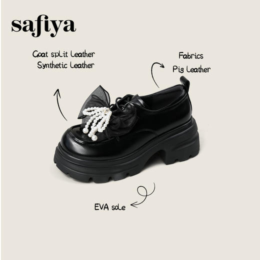Safiya/索菲娅2025学院蝴蝶结粗跟厚底轻便增高百搭英伦小皮鞋SFD3112172 商品图0