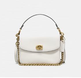 COACH蔻驰 Cassie 19 C扣翻盖 鹅卵石纹皮革 邮差包手提单肩斜挎包 小号 女款 白色