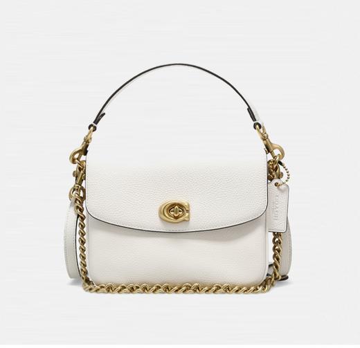 COACH蔻驰 Cassie 19 C扣翻盖 鹅卵石纹皮革 邮差包手提单肩斜挎包 小号 女款 白色 商品图0