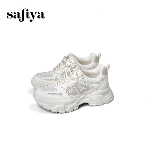 Safiya/索菲娅2025时尚百搭显脚小厚底增高网面透气休闲老爹鞋SFD3112421 商品图4