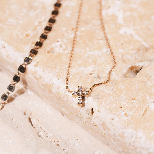 订购6周到｜Vanrycke-Teresa-玫瑰金 镶钻十字架 项链［法国设计师］ 商品图4
