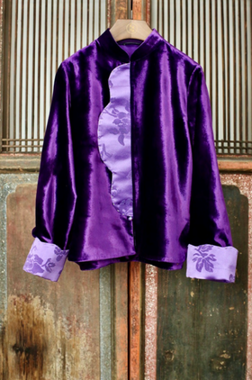盛唐牡丹 | 凝夜紫丝绒拼漳缎外套
