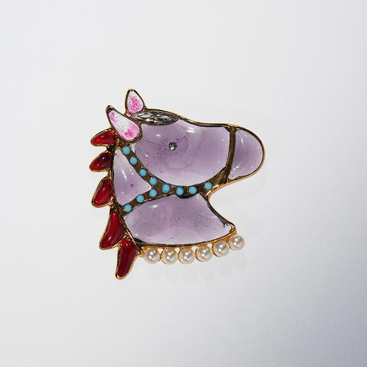 北京仓｜Gripoix Paris-vintage Horse-大红大紫 小萌马 胸针［法国设计师］ 商品图1