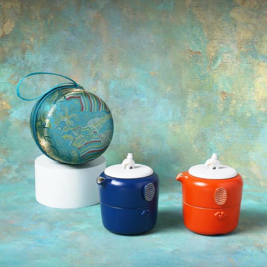 【特惠7折】陆宝联名旅行快客杯功夫茶具套装一人户外便携太平有象旅行茶具组宝石蓝 商品图1