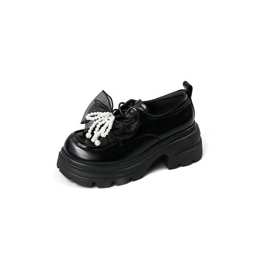 Safiya/索菲娅2025学院蝴蝶结粗跟厚底轻便增高百搭英伦小皮鞋SFD3112172 商品图5