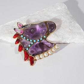 北京仓｜Gripoix Paris-vintage Horse-大红大紫 小萌马 胸针［法国设计师］