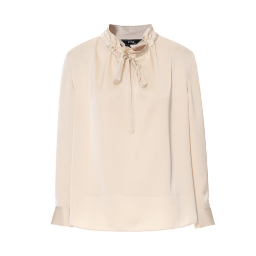 EITIE爱特爱气质抽绳木耳领直筒显瘦秋新款缎面衬衫上衣C2513826 商品图10