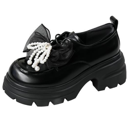 Safiya/索菲娅2025学院蝴蝶结粗跟厚底轻便增高百搭英伦小皮鞋SFD3112172 商品图4