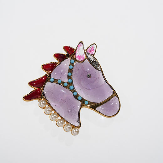 北京仓｜Gripoix Paris-vintage Horse-大红大紫 小萌马 胸针［法国设计师］ 商品图2