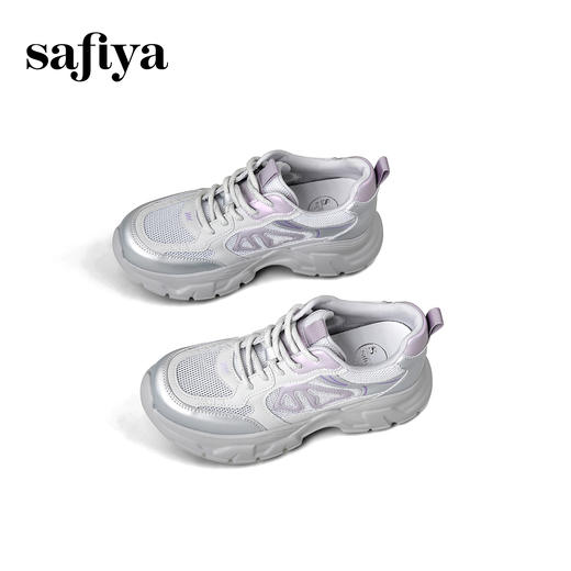 Safiya/索菲娅2025时尚百搭显脚小厚底增高网面透气休闲老爹鞋SFD3112421 商品图5