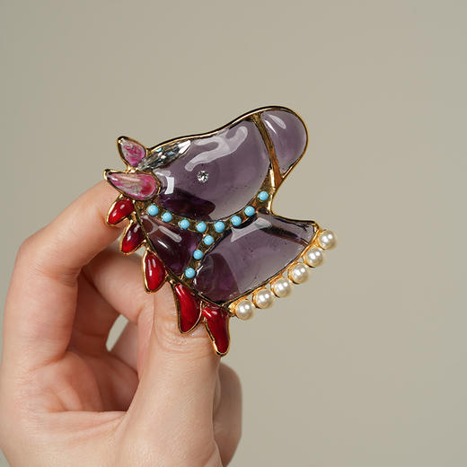 北京仓｜Gripoix Paris-vintage Horse-大红大紫 小萌马 胸针［法国设计师］ 商品图3