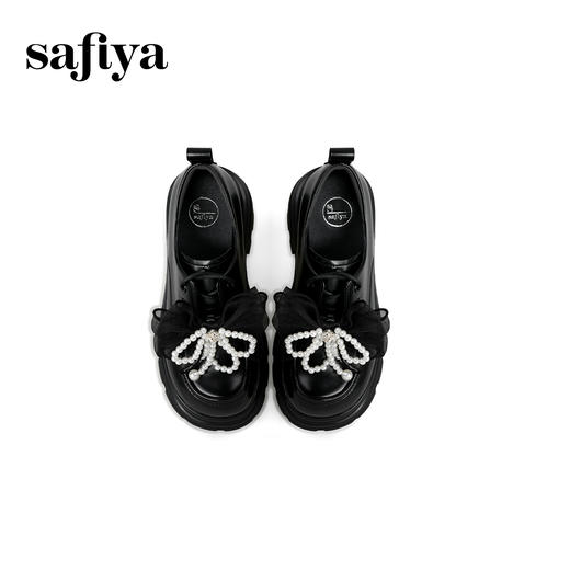 Safiya/索菲娅2025学院蝴蝶结粗跟厚底轻便增高百搭英伦小皮鞋SFD3112172 商品图3