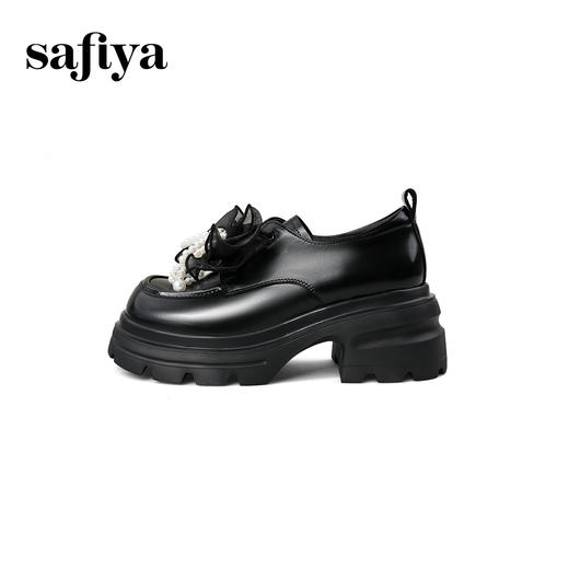 Safiya/索菲娅2025学院蝴蝶结粗跟厚底轻便增高百搭英伦小皮鞋SFD3112172 商品图6
