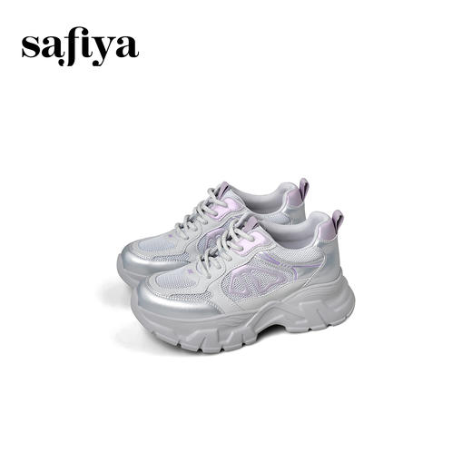 Safiya/索菲娅2025时尚百搭显脚小厚底增高网面透气休闲老爹鞋SFD3112421 商品图3