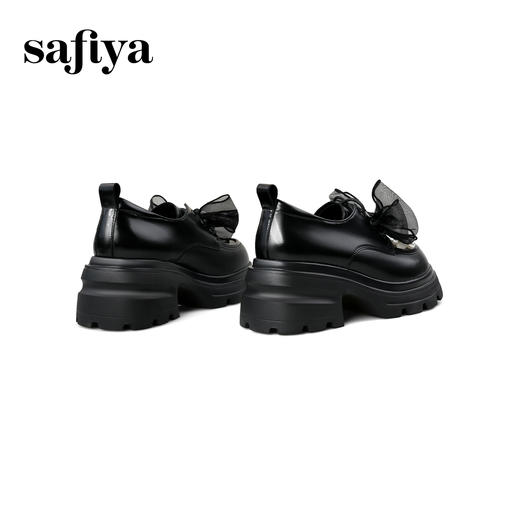 Safiya/索菲娅2025学院蝴蝶结粗跟厚底轻便增高百搭英伦小皮鞋SFD3112172 商品图2