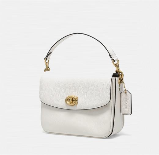 COACH蔻驰 Cassie 19 C扣翻盖 鹅卵石纹皮革 邮差包手提单肩斜挎包 小号 女款 白色 商品图1