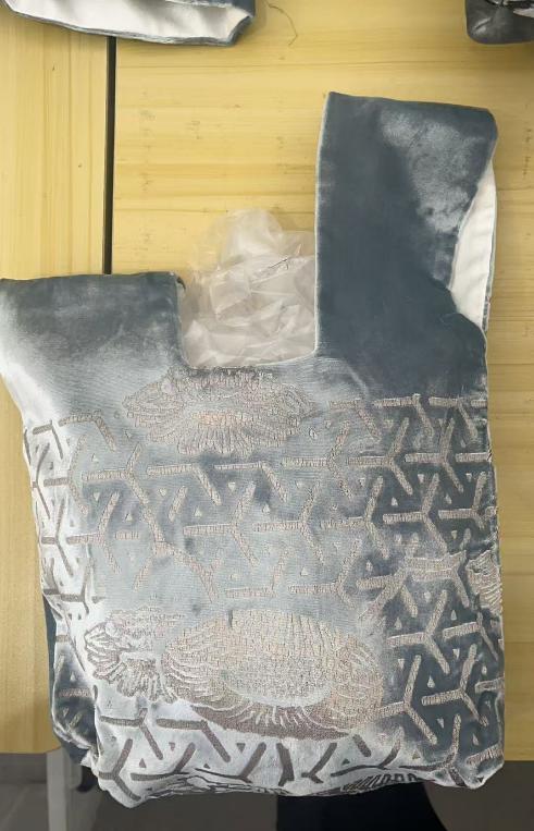 盛唐牡丹 | 手拿包（蓝灰色丝绒） 商品图0