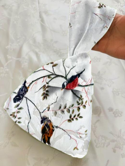 盛唐牡丹 | 丝绒小鸟手拿包-白色 商品图0