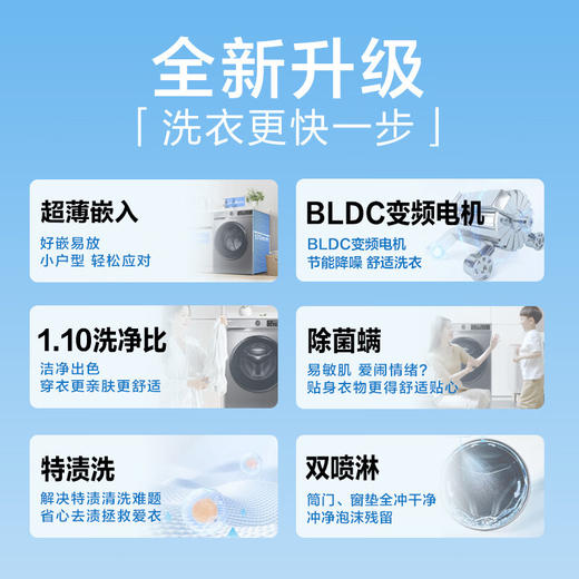 海尔（Haier）洗衣机10公斤滚筒全自动家用大容量超薄嵌入式一级能效1.1高洗净比家用XQG100-507S 商品图2