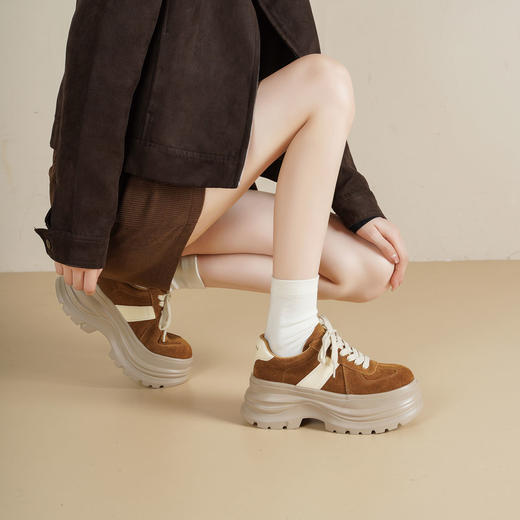 Westory2025年秋季厚底撞色休闲鞋系带运动板鞋深口单鞋W25CM76811 商品图5