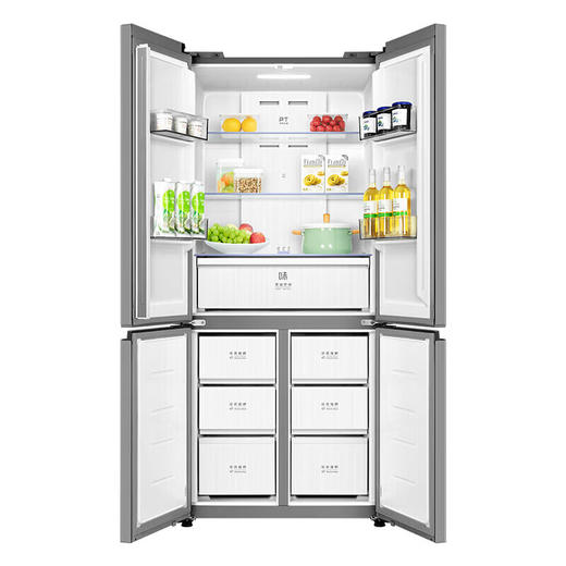 美的冰箱 BCD-500WSPM(E) 500升十字对开门超薄大容量冰箱 一级能效 全空间净味 双变频风冷无霜 钛钢灰 商品图2