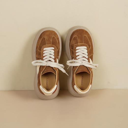 Westory2025年秋季厚底撞色休闲鞋系带运动板鞋深口单鞋W25CM76811 商品图9